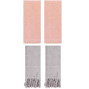REGALWOVEN 4 Packs Cotton Soft and Absorbent Bathroom Turkish Hand Towels with tassel - 1 of 4