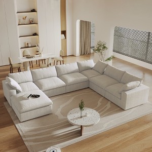 WJShome 160" Cloud Couch Modular Sectional Sofa for Livingroom,Convertible Sofa with Storage Ottomans,7 Seat Wide Couches - 1 of 4