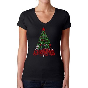 LA Pop Art Have Yourself a Merry Little Christmas - Women's Word Art V-Neck T-Shirt - 1 of 4