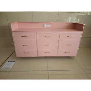 Nine-drawer chest with light and charging station, large-capacity wooden drawer chest, suitable for bedroom, wardrobe, and living room storage, pink. - 1 of 1
