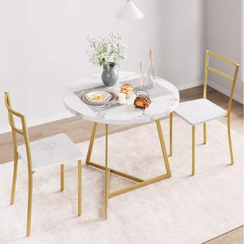 Round Kitchen Table Set, Modern Kitchen Table Set for 2, Dining Table and Chairs for 2, Dining Table Set for Small Space, Apartment