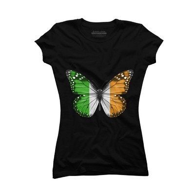 Junior's Design By Humans Butterfly Flag Of Ireland By GiftsIdeas T-Shirt