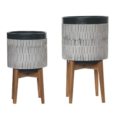 Transpac Metal 21.65 in. Pattern Planters Set of 2