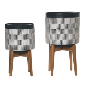 Transpac Metal 21.65 in. Pattern Planters Set of 2 - 1 of 2