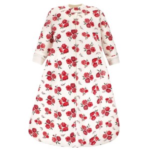 Hudson Baby Infant Girl Premium Quilted Long Sleeve Sleeping Bag and Wearable Blanket, Red Rose - 1 of 2