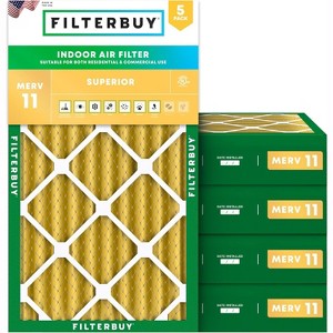 Filterbuy 11.25x19.25x4 Air Filter (5-Pack), Pleated MERV 11 Allergen Defense Replacement HVAC AC Furnace Filters (Actual Size: 11.25 x 19.25 x 3.63) - 1 of 4