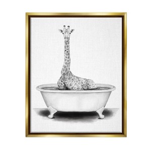 Stupell Industries Giraffe In A Tub Funny Animal Bathroom Drawing - 1 of 4