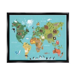 Stupell Industries Country Animals World Map Continents Wildlife Diagram Floater Canvas Wall Art - 1 of 4