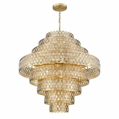 Heirloom Brass and Crystal 25-Light Chandelier Pendant