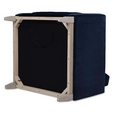 Knox Dark Navy Blue Velvet Armchair with Birch Legs