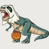 Junior's Design By Humans Trex Ghost Costume Design Funny Halloween Dinosaur By Threadlets T-Shirt - 2 of 3