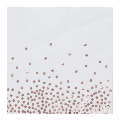 Rose Gold Confetti Disposable Napkins (50 Pack)