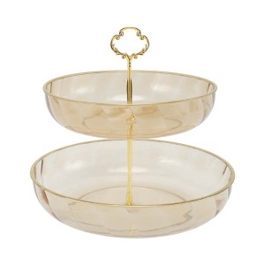 Unique Bargains 2 Tier Cupcake Stand Holder with Tiered Tray for Donut Fruits 10.24"x9.65" - 1 of 4