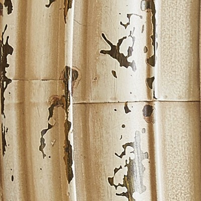 Aged Cream Oval Wood and Metal Window Frame Mirror