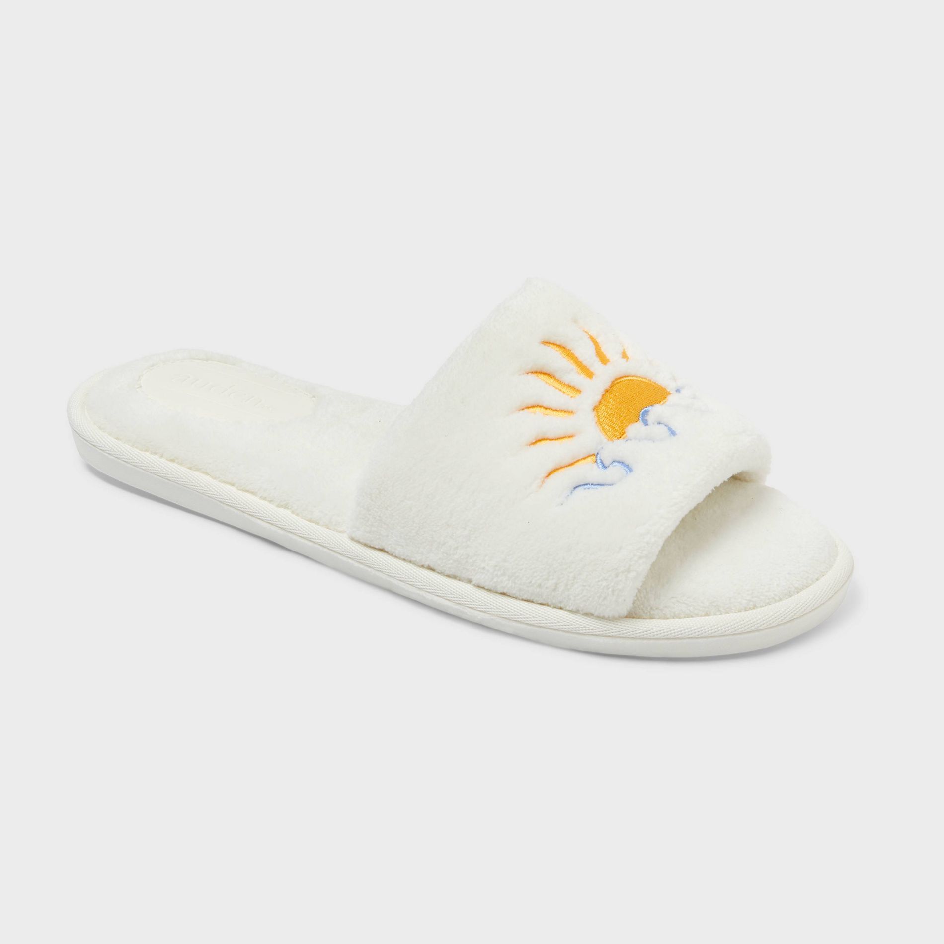 Women's Lux Single Band Faux Fur Sun Slippers - Auden™ Ivory