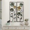 LuxenHome Set of 2 Metal Green, White, and Gold Wild Flowers Wall Decor Multicolored - 2 of 4