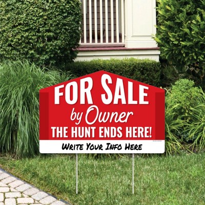 Big Dot of Happiness For Sale By Owner - Home Real Estate Yard Sign Lawn Decorations - The Hunt Ends Here Party Yardy Sign