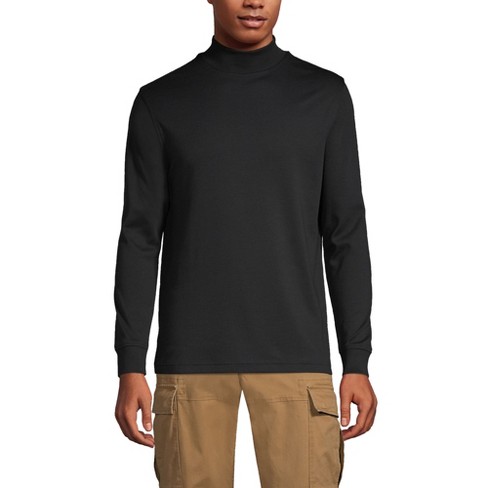 Lands' End Men's Cotton Supima Mock Turtleneck - Small - Black