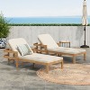 Christopher Knight Home Paolo Outdoor Adjustable Acacia Wood Chaise Lounge with Cushion (Set of 2) - 2 of 4