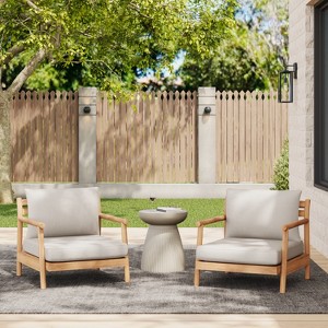 Christopher Knight Home Shane Rustic Patio Acacia Wood Club Chair with Water-Resistant Cushion, Teak /Beige - 1 of 4