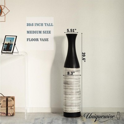 Handcrafted Black and White Ceramic Bottle-Shaped Floor Vase