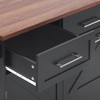 Kumasinova 47" Farmhouse Kitchen Island with Drop Leaf&Removable Side Rack,Kitchen Cart with 2 Drawers&9 Wheels,Rolling Kitchen Island with Towel Bar - 3 of 4
