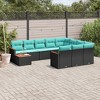 vidaXL 11 Piece Garden Sofa Set with Cushions - Black - 2 of 4