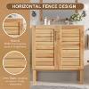 30" Mid-Century Bathroom Vanity with Ceramic Sink, Freestanding Retro Vanity Cabinet with 2 Soft-Close Doors & Storage, Natural Brown Finish - 2 of 4