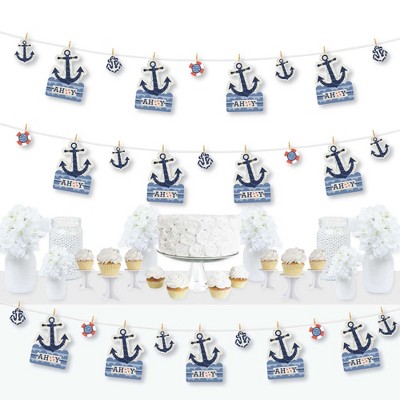 Big Dot of Happiness Ahoy - Nautical - Baby Shower or Birthday Party DIY Decorations - Clothespin Garland Banner - 44 Pieces