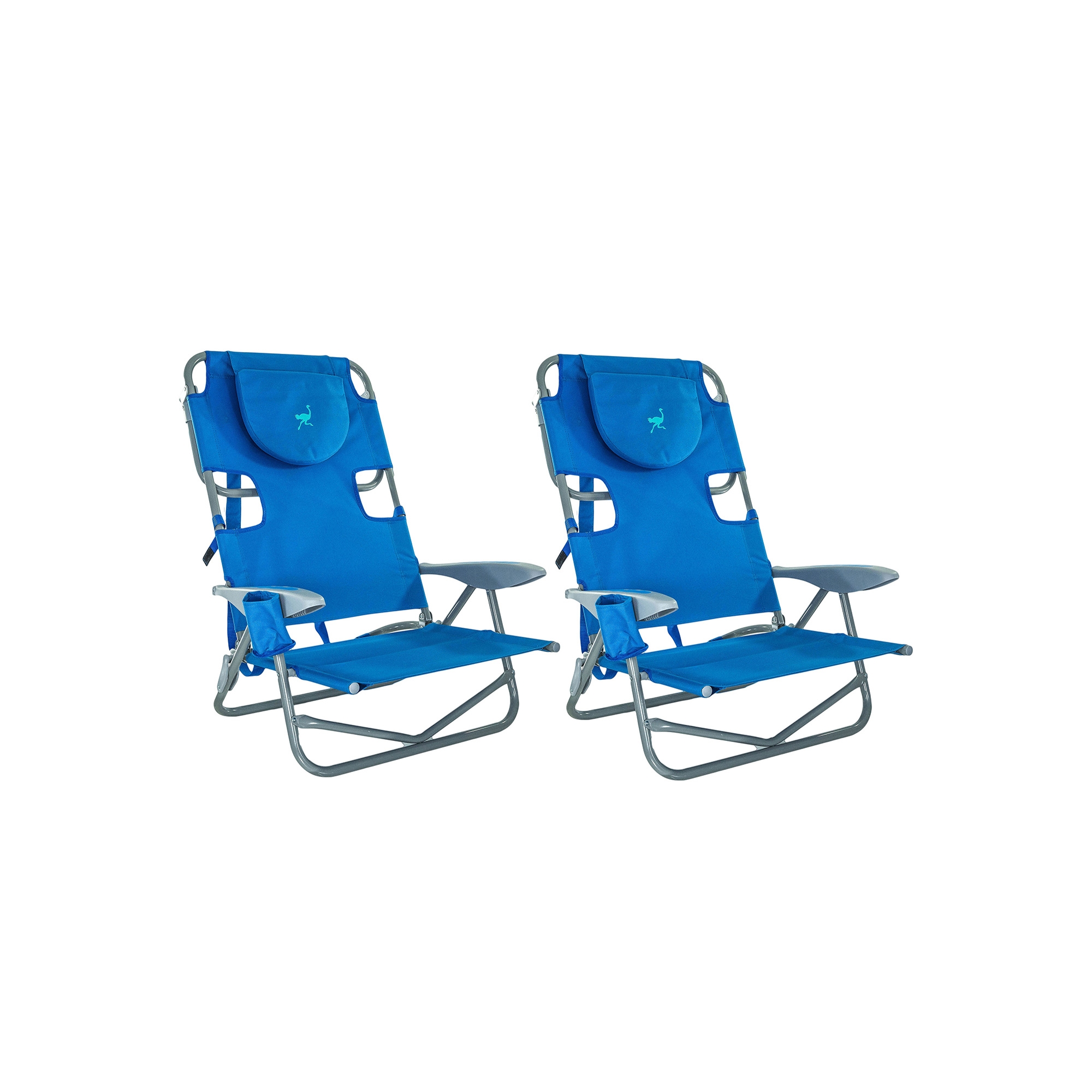 Ostrich On-Your-Back Outdoor Lounge 5 Position Reclining Beach Chair (2 Pack)