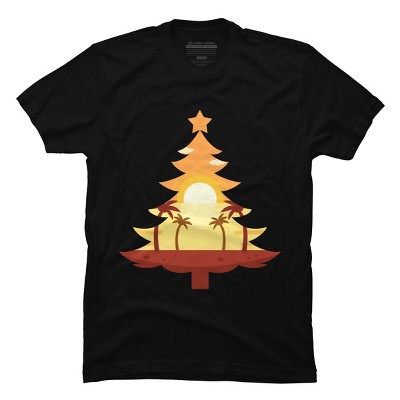 Men's Design By Humans Christmas in July Tree Sunset By destiny29 T-Shirt
