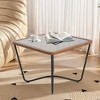 Hrinhom 23.6"W Modern Square Coffee Table ,Wood Side Table With Glass Top,Metal Legs - 4 of 4