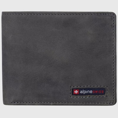 Alpine Swiss Mens Wallet for Men RFID Protected Leather Mens Wallet Spencer Bifold Divided Bill Section Gift Box 2 ID Windows 14 Card Storage Pockets