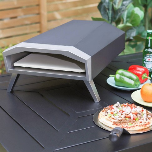 Portable Stainless Steel Outdoor Pizza Oven with 12 Inch Pizza Stone -  Costway