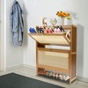 YIYIBYUS Natural Rattan Shoe Cabinet Free Standing Shoe Racks With 2 Flip Doors - 3 of 4