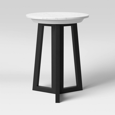 Altavista Round Marble End Table White, Off White Round Nightstand