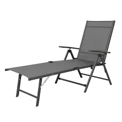 Outdoor Folding Chaise Lounge Chair with Steel Frame & Textile Fabric - NUU GARDEN
