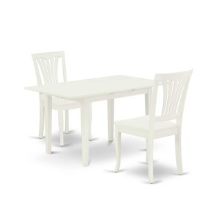 HomeStock 3-Piece Linen White Finish Rectangular Solid Wood Top with Butterfly Leaf Dining Table Set - 1 of 4