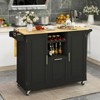 Costway Rolling Kitchen Island Utility Serving Cart with Drop Leaf Wine Rack Drawer - 2 of 4