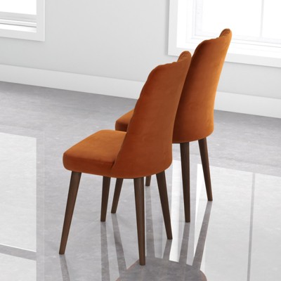 Sevobal Dining Chairs Mid-Century Modern Dining Chairs Set of 2 with Soft Upholstery for Kitchen Living Room, Orange, 20"*36"*18"