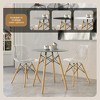 LeisureMod Dover Round Bistro 31" Dining Table – Glass/Wood Tabletop with Natural Wood Eiffel Base, Modern Kitchen, Dining Room, Cafe Table - 4 of 4