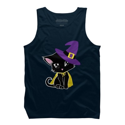 Men's Design By Humans Halloween Cat By AdrianaOliveira Tank Top