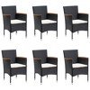 vidaXL 9 Piece Patio Dining Set with Cushions Black - 63" Table Length Black 6 Chairs - 4 of 4