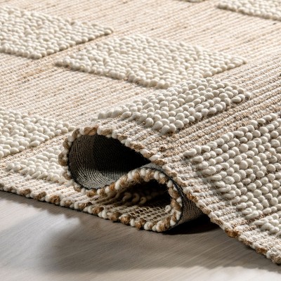 Ivory Textured Jute and Wool Rectangular 8' x 10' Area Rug