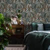 Sublime Arty Leaves Green, Blue, and Terra Wallpaper - 2 of 4