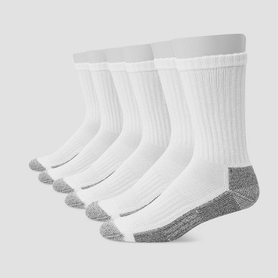 Hanes Men's Big & Tall Work Crew Socks 6pk - White 12-14 : Target