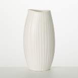Sullivans 9" Modern White Ribbed Vase