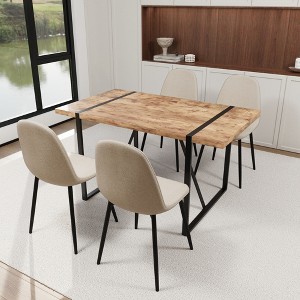 VYNXARIA 55in Wood Colour Dining Table and Modern Dining Chair Set of 4,Mid Century Wooden Kitchen Table Set - 1 of 4