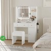 Vanity Desk with Mirror and Lights Power Outlet Makeup Vanity Table Set w/ Storage Drawers Shelves Cabinet - 3 of 4