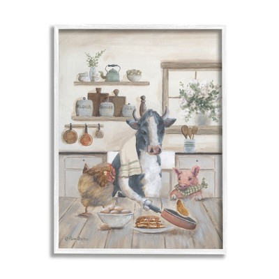 Stupell Industries Farm Animals in Kitchen Framed Giclee Art